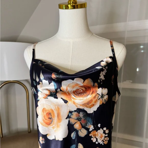 Bebe | Floral Satin Slip Midi Dress - Picture 3 of 8